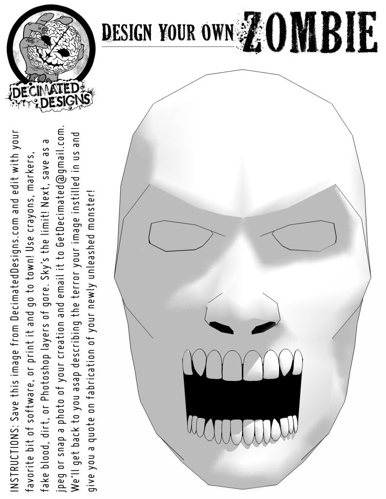 Design your own zombie head template