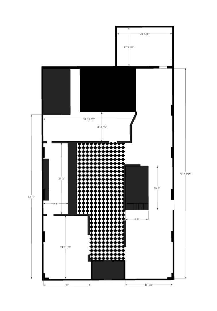 Initial layout & dimensioning of the space for Blackcraft Salem store