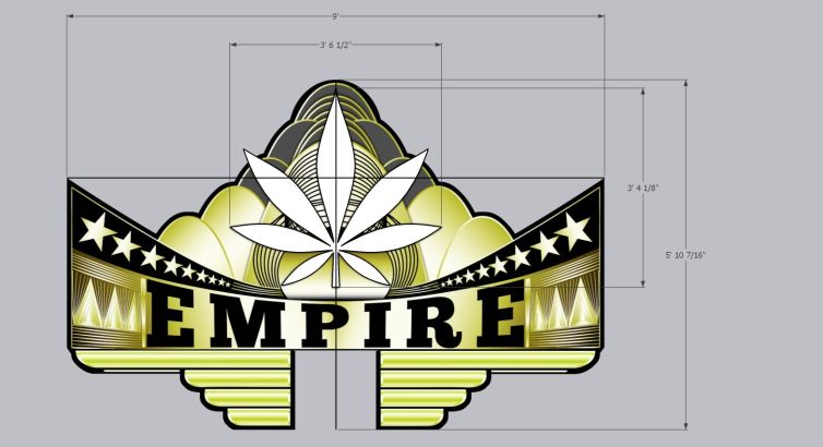 Empire weed logo design and dimensioning