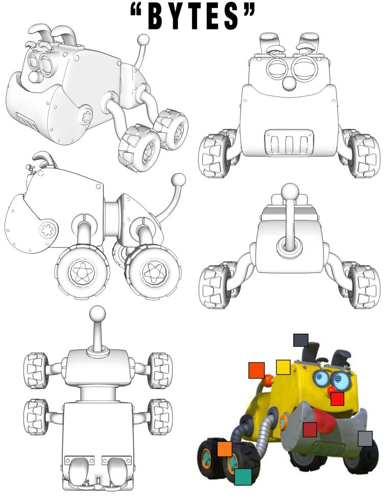 Bytes character design sheet