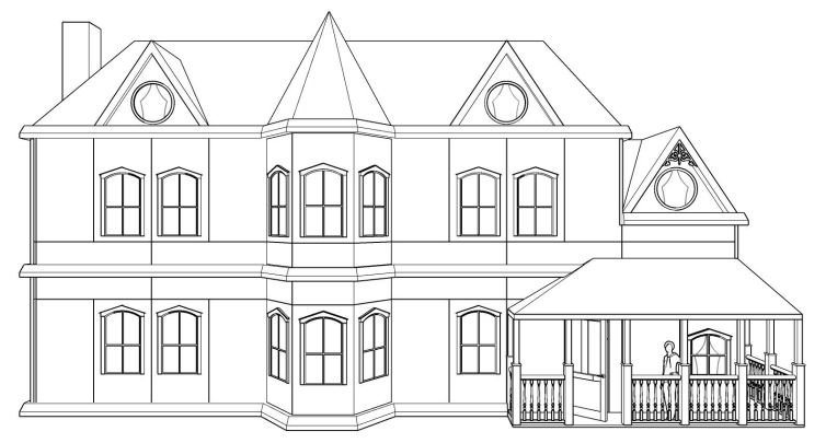 Sketch design for haunted manor house with porch