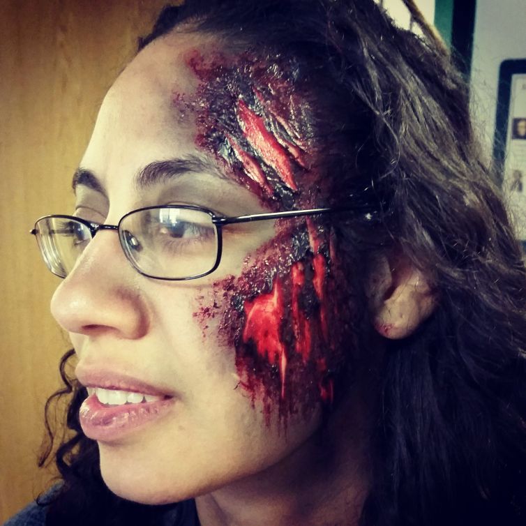 Bloody face wound makeup