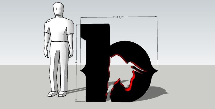 Plan b Burger Bar logo display visualization and dimensions for approval