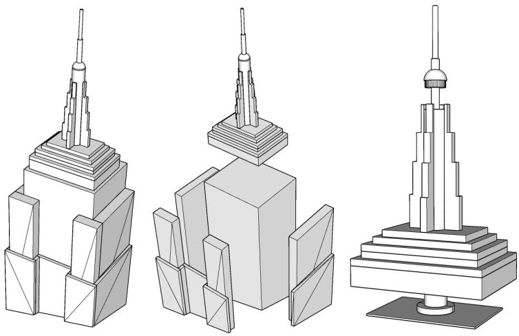 Tilted Empire State Building 3D design and fabrication plan