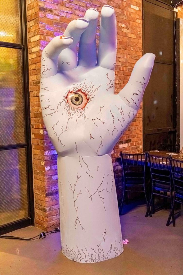 Cracked eyeball hand installed in venue