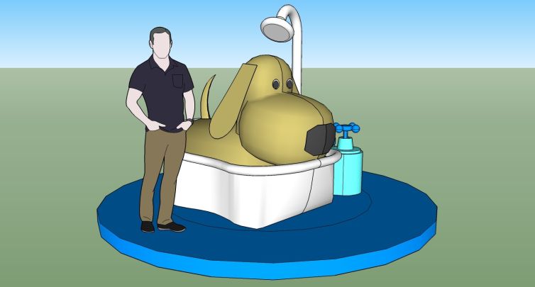 3D design model, doggy and tub