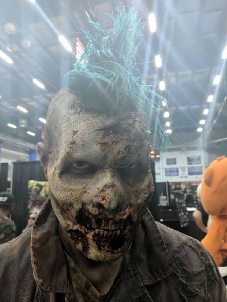 Pale mohawk zombie makeup at CT Horror Fest