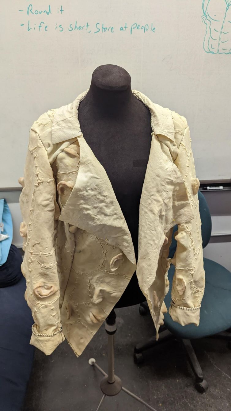 Hand-sewn raw-latex human skin jacket