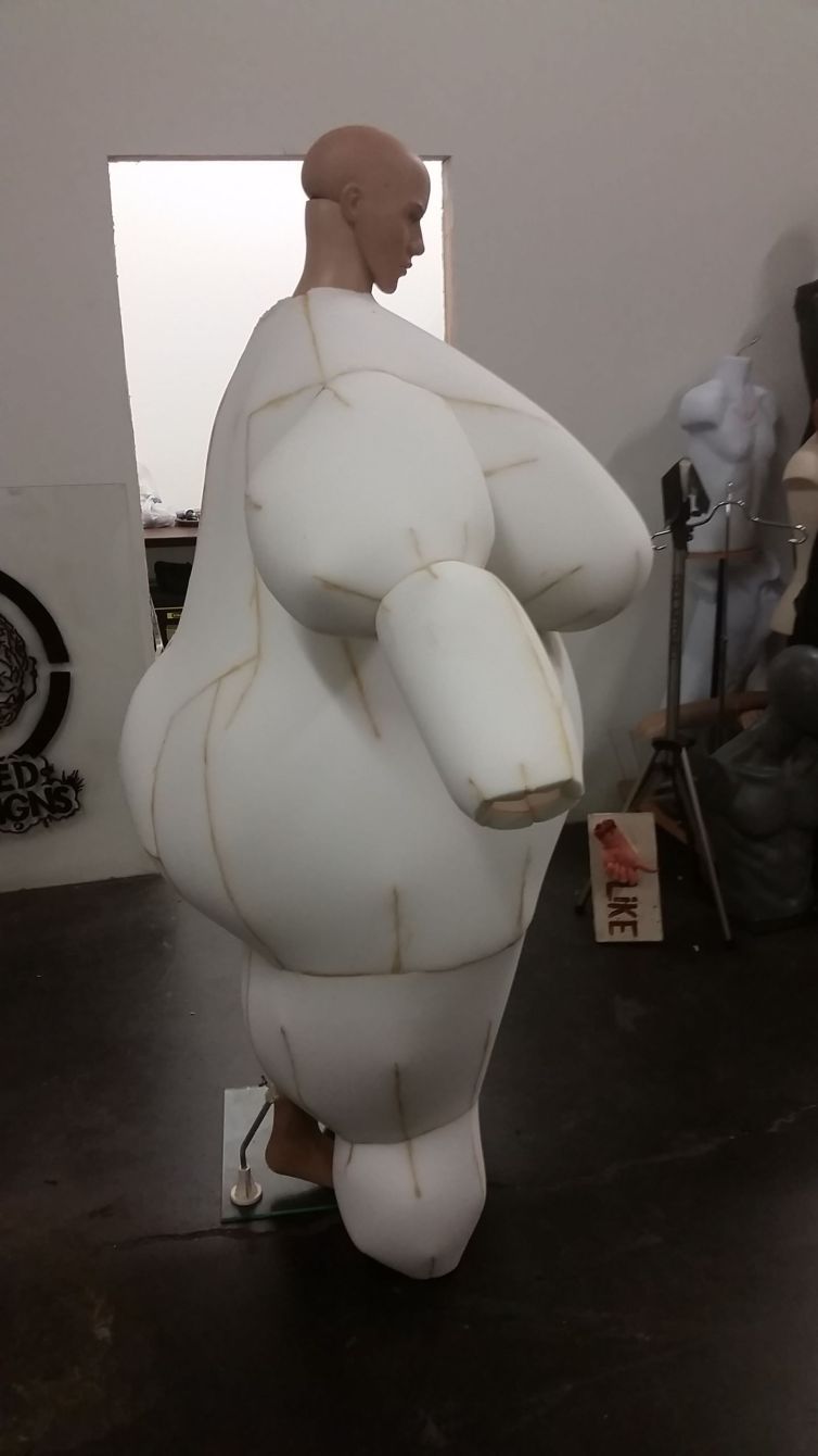 Oversized female suit foam fabrication - side