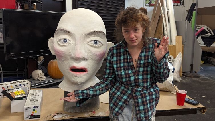 The Stranger Club NYC Dance Performer Oversized Papier-Mâché Heads Paint Test