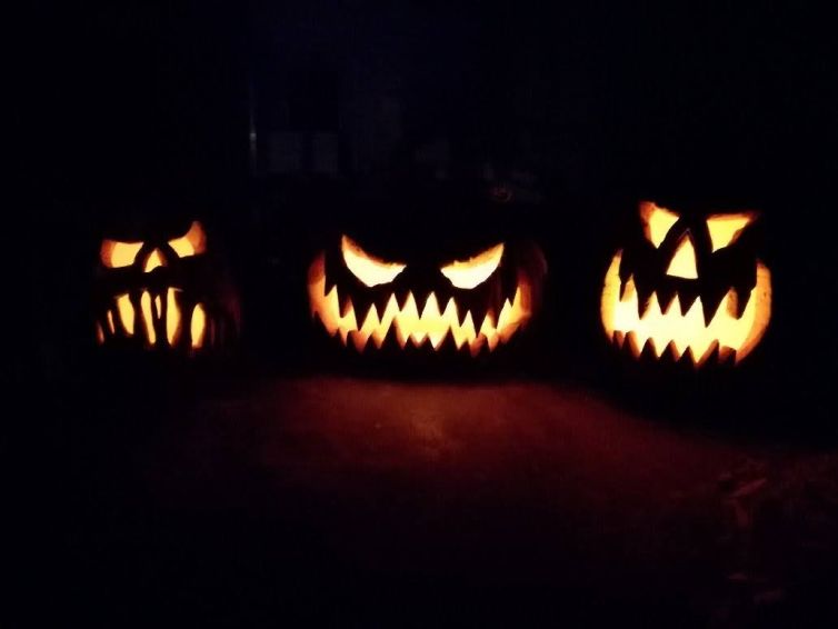 Nighttime Jack-O-Lantern glow