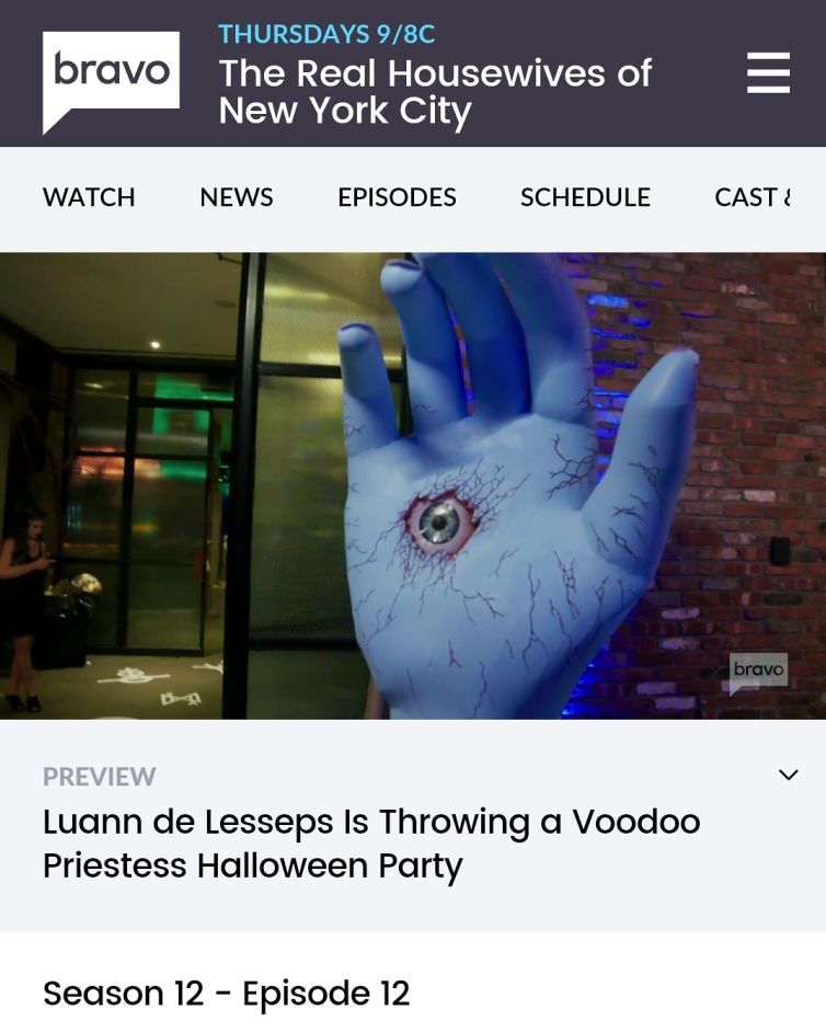 Giant Voodoo Hand featured on The Real Housewives of New York City