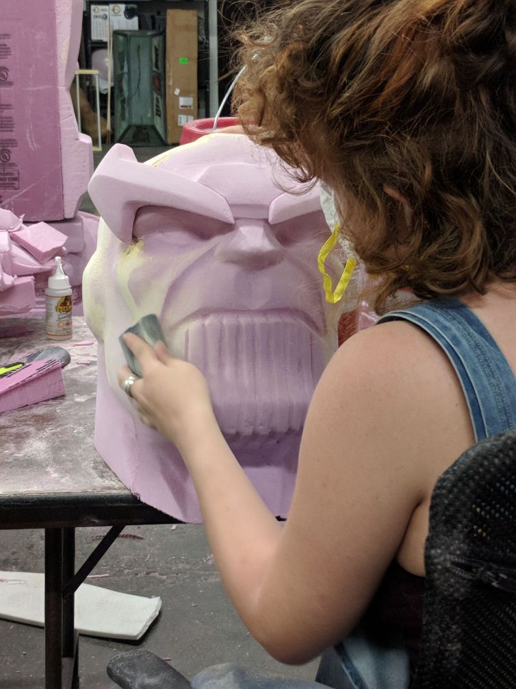 Sanding Thanos' head