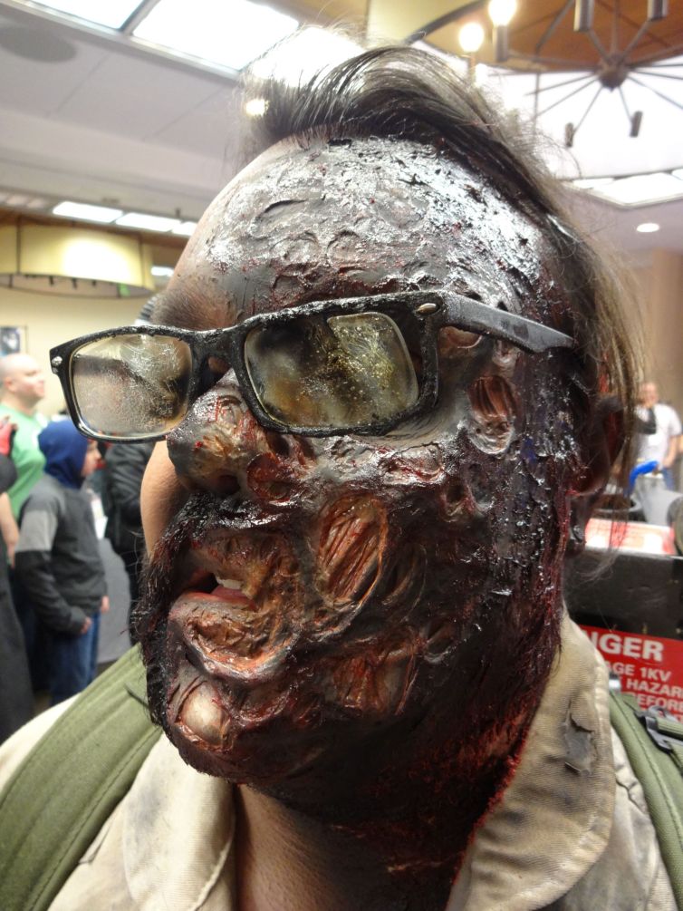 Burned face Ghostbuster makeup at YourMiniCon