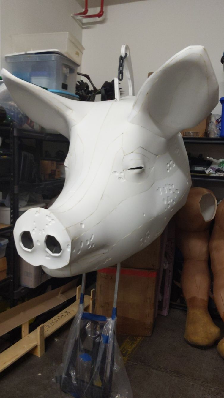 Rotting pig head foam fabrication