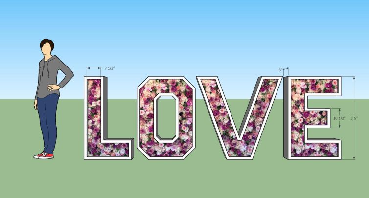 Giant LOVE letter display designs