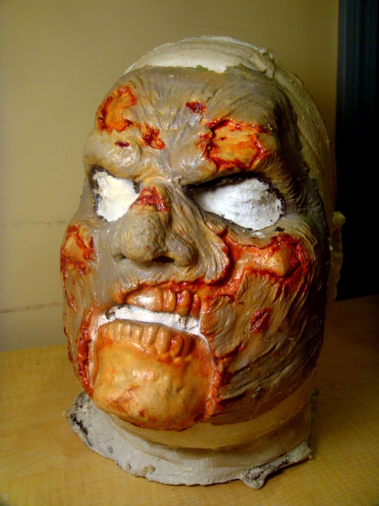 Foam latex prosthetic zombie sock mask in-progress