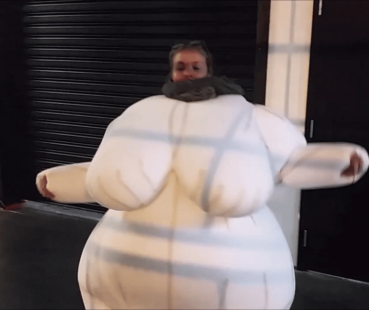 Oversized female suit testing GIF