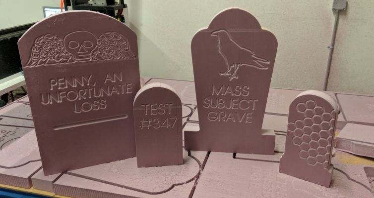 CNC carved gravestones fit with haunt theme