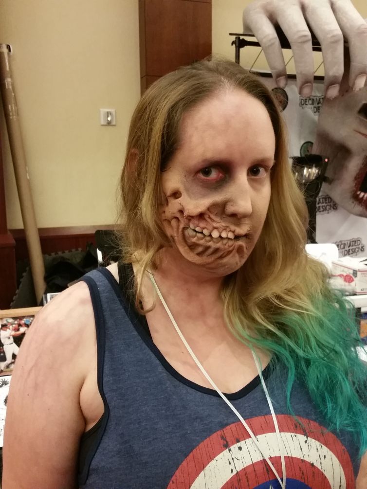 TerrifiCon Half Faced Mutant Creature Prosthetic Makeup at TerrifiCon