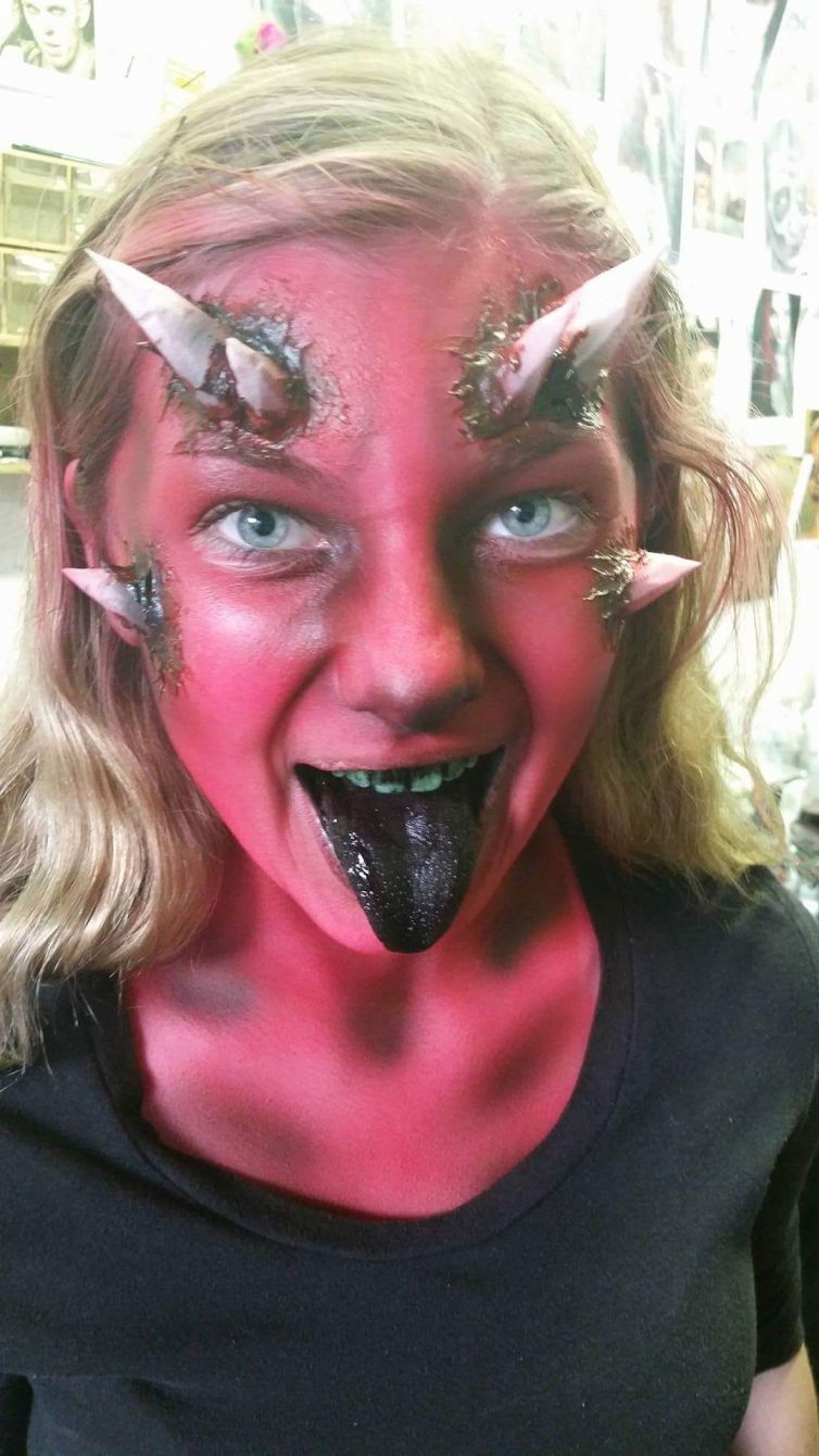 Quick demon makeup at The Only Scream in Town