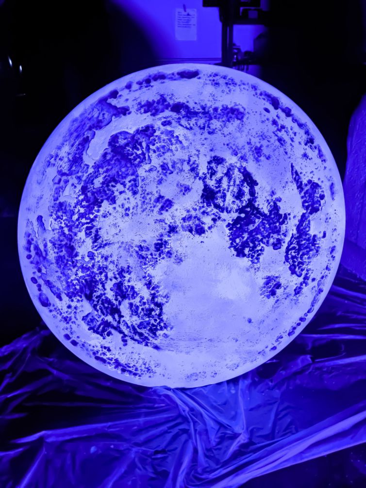 UV painted CNC carved moon