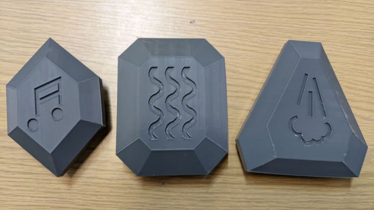 3D printed rune gemstone tests