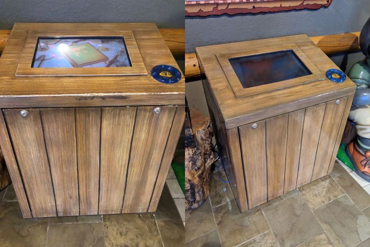 Wood themed video screen repaint and sealing