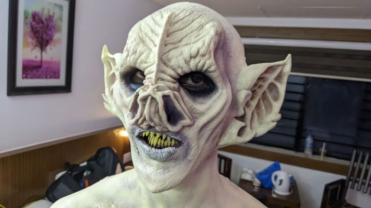 Gari Devan prosthetic face makeup closeup