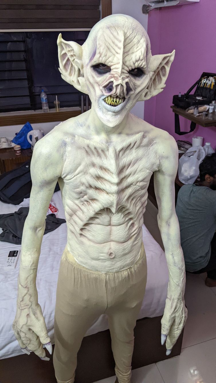 Actor Sanoop Kumar in Gari Devan prosthetic makeup full body