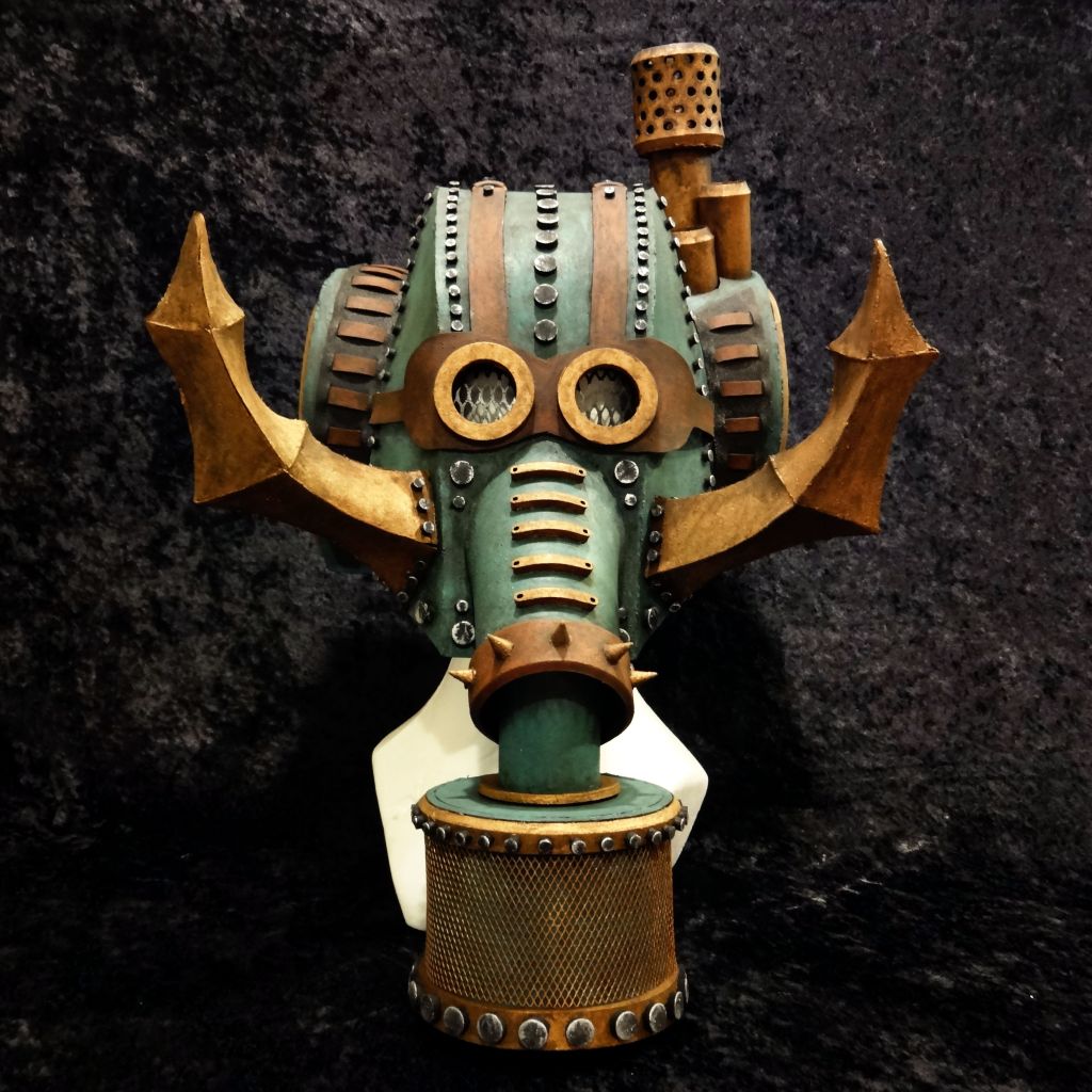 Foam fabricated steampunk elephant mask - front