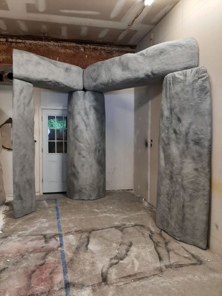 Hard-coating and painting faux stonehenge