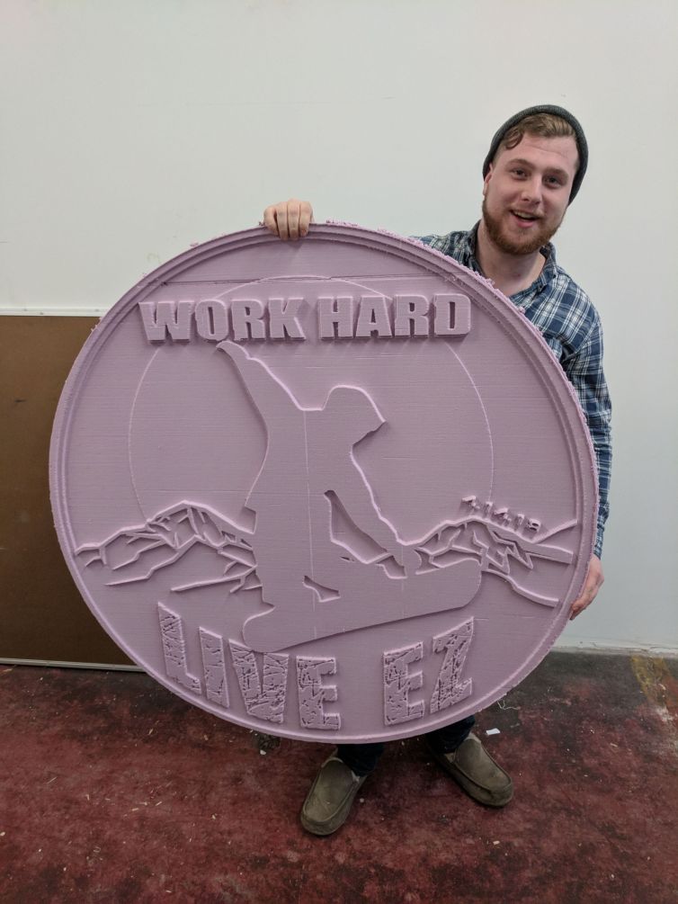 Snowboarding themed mitzvah signage CNC cut