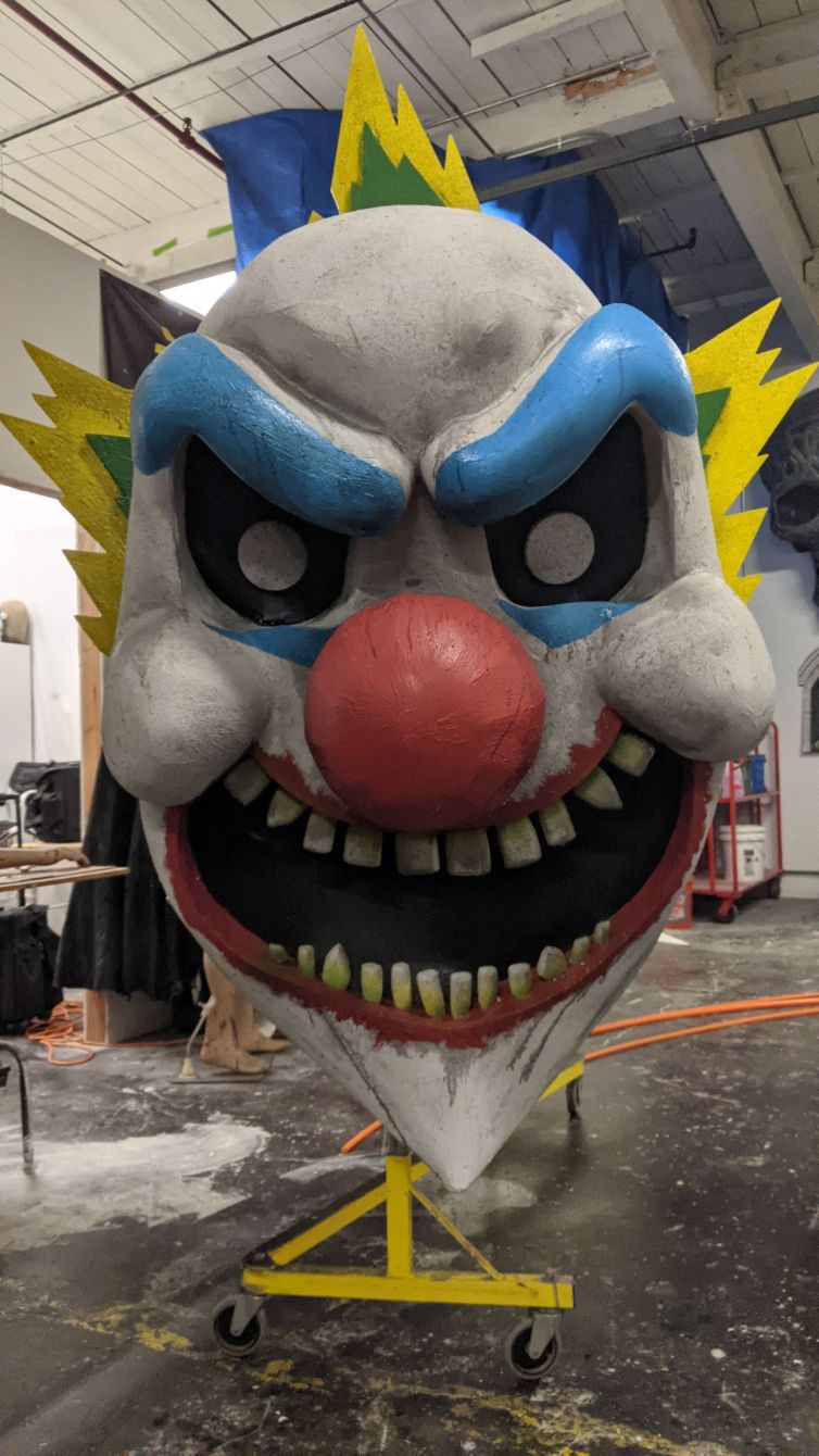 Grunge painted giant clown head