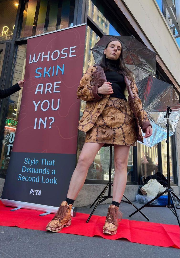 Whose skin are you in? Human skin Jacket, skirt, and boots