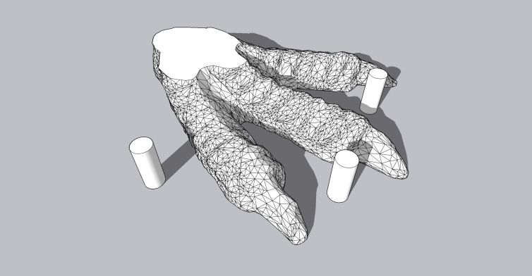 3D model design of dinosaur foot for mini golf course