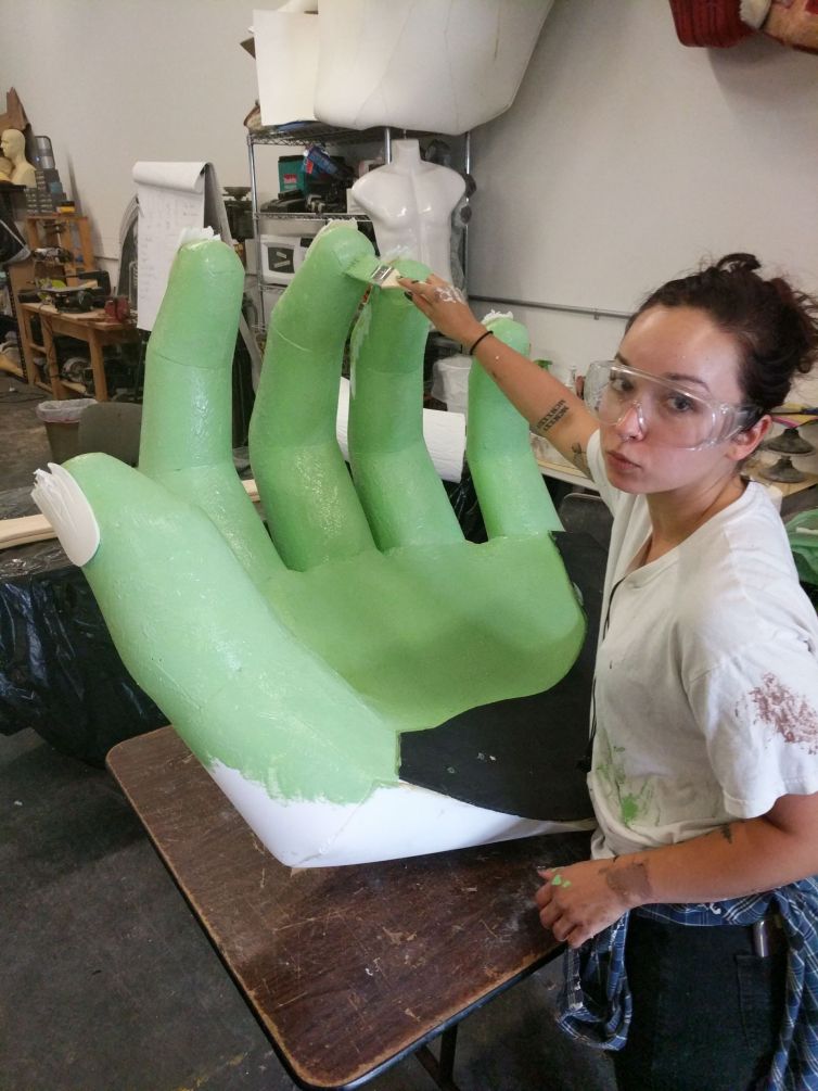 Coating and painting Frank's giant hand