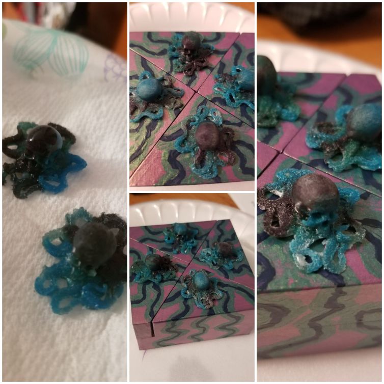 Octo-skull resin castings for custom engagement ring box