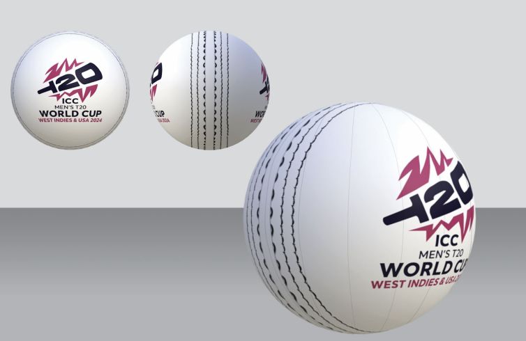 Client provided design image for T20 World Cup branded giant cricket balls