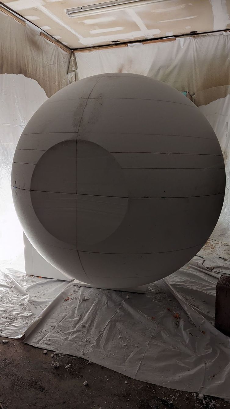 Death Star vibes with the flat bottom of the giant foam ball on it's side and rear lighting